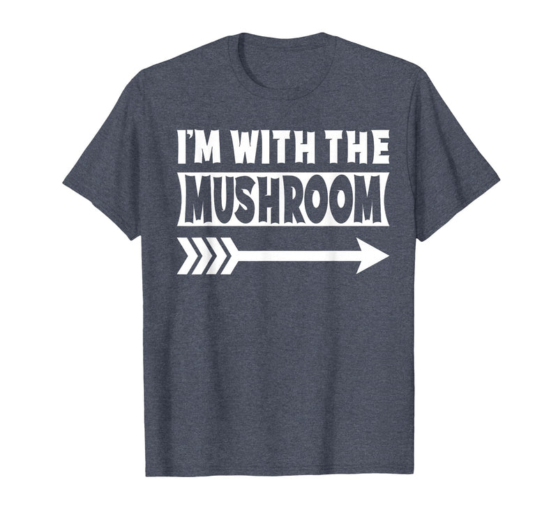 Funny Lazy & Easy Halloween Couple Costume Tee I'm with The Mushroom Halloween Costume Mushroom Halloween T-Shirt - Heather