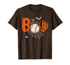 Boo Baseball Halloween Tee Funny Boo Baseball Halloween Sports Men Boys Kids Toddler T-Shirt - Brown