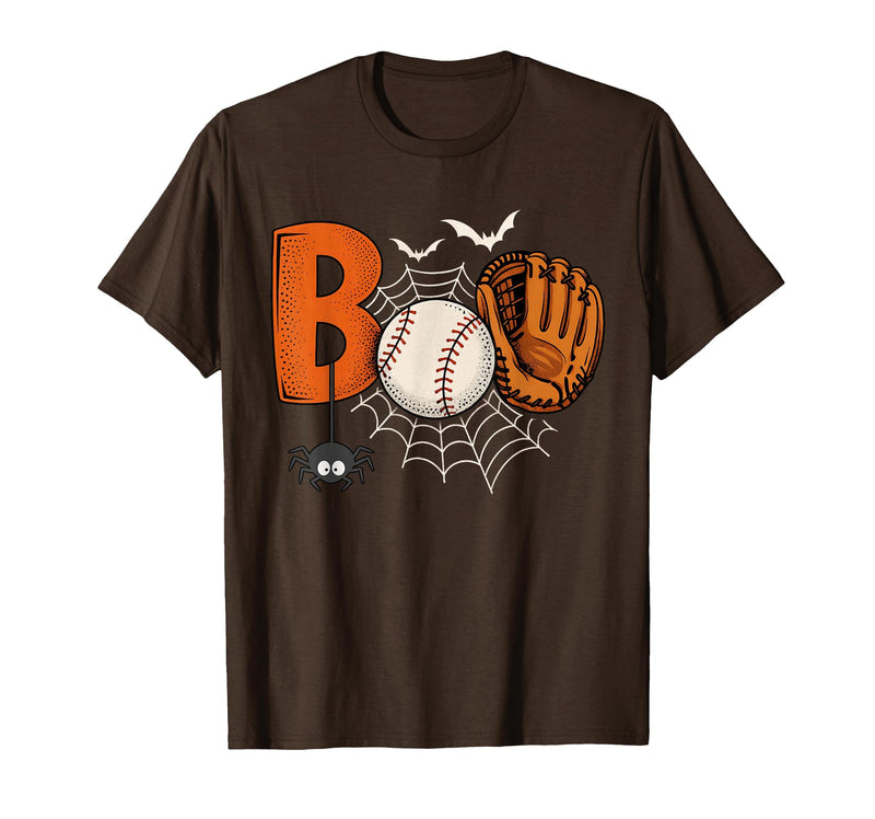 Boo Baseball Halloween Tee Funny Boo Baseball Halloween Sports Men Boys Kids Toddler T-Shirt - Brown