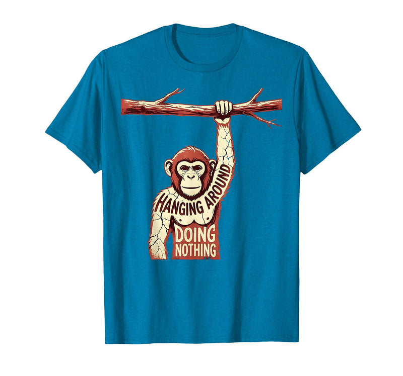 Mademark Hanging Around Doing Nothing Funny Monkey Design T-Shirt - Men - Sapphire Blue
