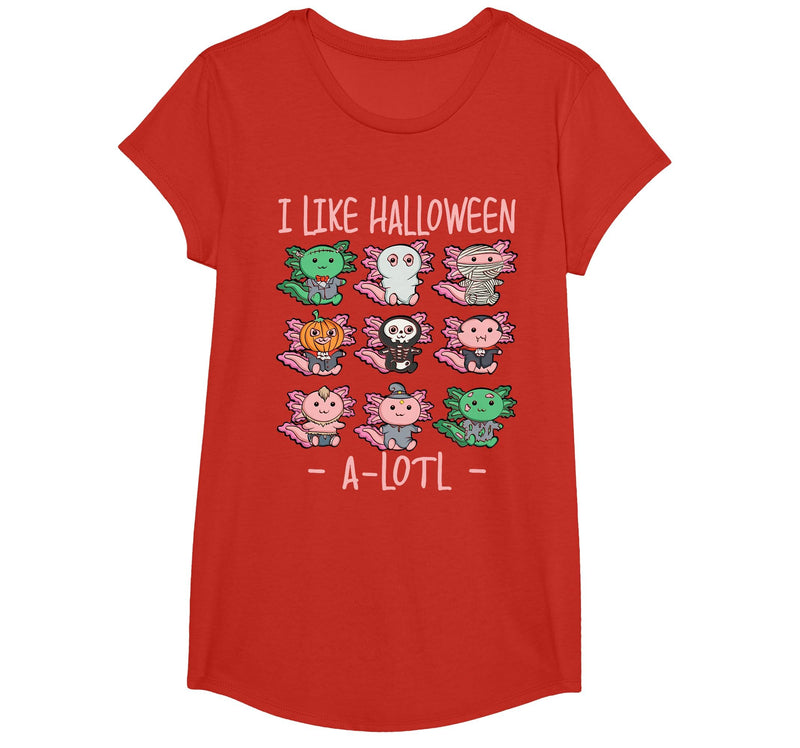 Cute Halloween Axolotl Scary Costumes Apparel Co Funny Axolotl I Like Halloween A-Lotl Axolotl Halloween T-Shirt - Red