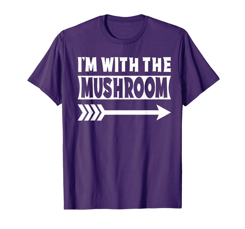 Funny Lazy & Easy Halloween Couple Costume Tee I'm with The Mushroom Halloween Costume Mushroom Halloween T-Shirt - Purple