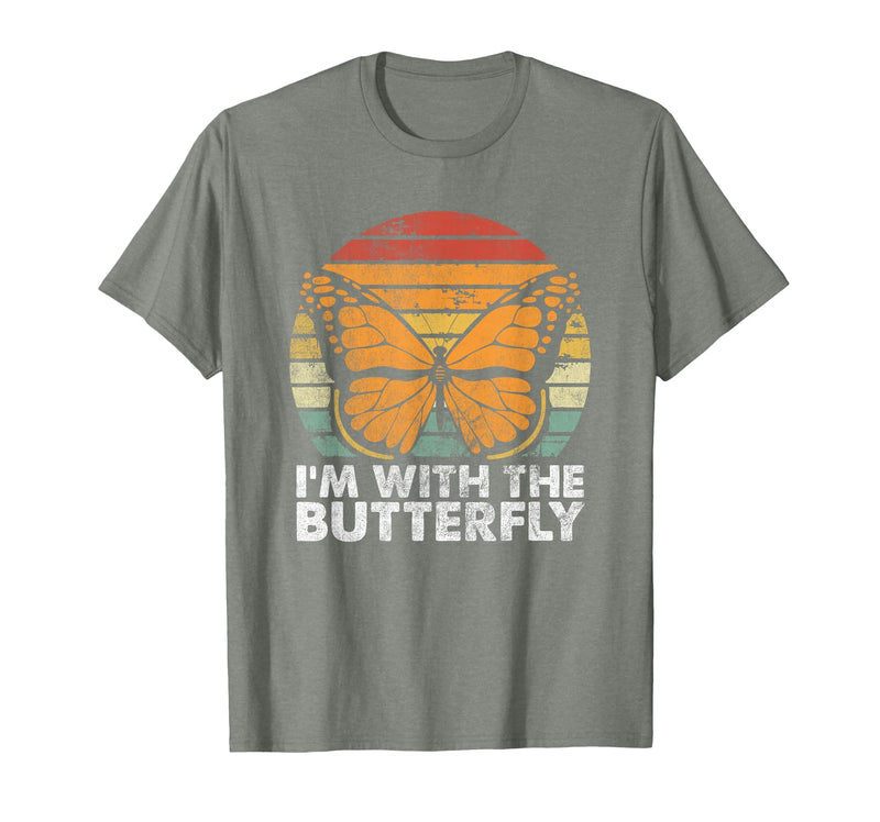 Im With Butterfly Halloween Costume Party Gift I'm with Butterfly Halloween Costume Matching Couples Party T-Shirt - Olive