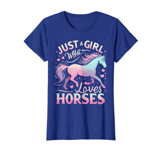 Funny Horse Lovers Just a Girl Who Loves Horses T-Shirt - Royal Blue