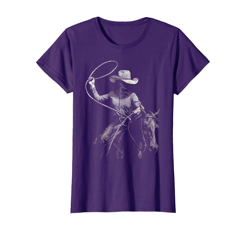 Cowgirl Western Rodeo Rodeo Cowgirl Western Horse T-Shirt - Purple