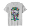 Skull & Halloween Designs for Bikers and Rockers Melting Skull Halloween Colorful Paint Drip Graphic T-Shirt - Silver Grey