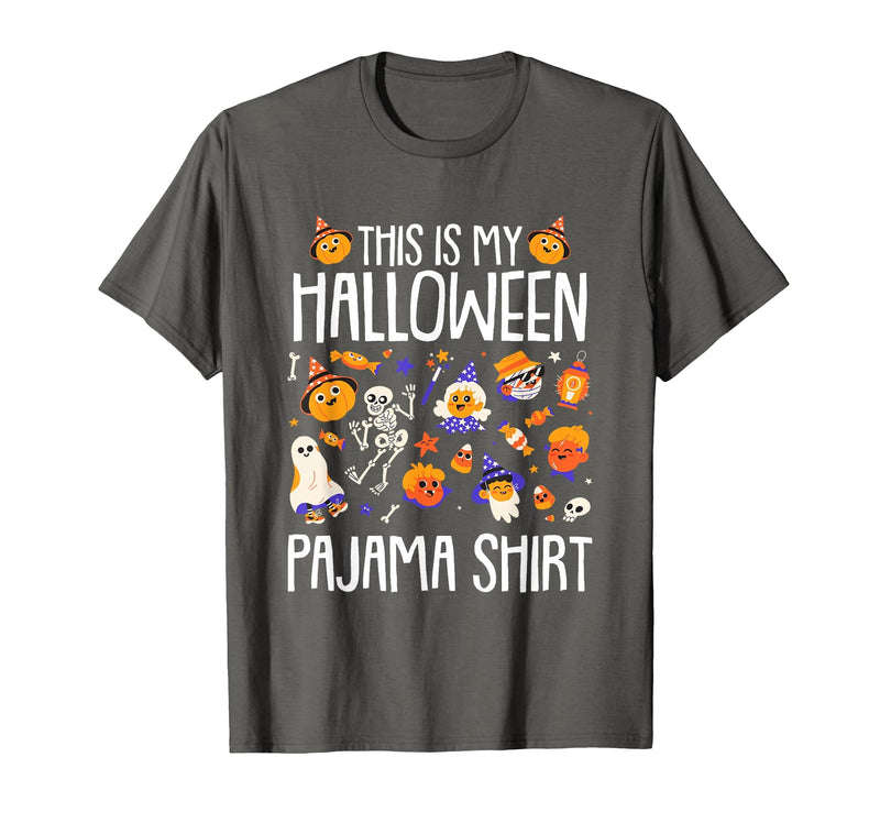 Halloween Shirts Costume Women Men Kids Pajama This is My Halloween Pajama Shirt Pumpkin Witch Skeleton T-Shirt - Asphalt