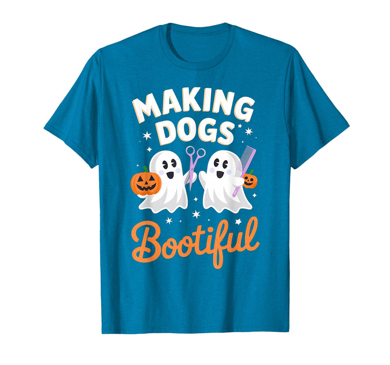 Dog Lover Spooky Grooming Groomer Attire Pet Groomer Funny Halloween Making Dogs Bootiful T-Shirt - Sapphire Blue