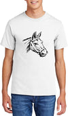 Comical Shirt Horse Graphic Top for Equestrian and Animal Lovers Cotton Tee Adult Youth Tall Men Women - White