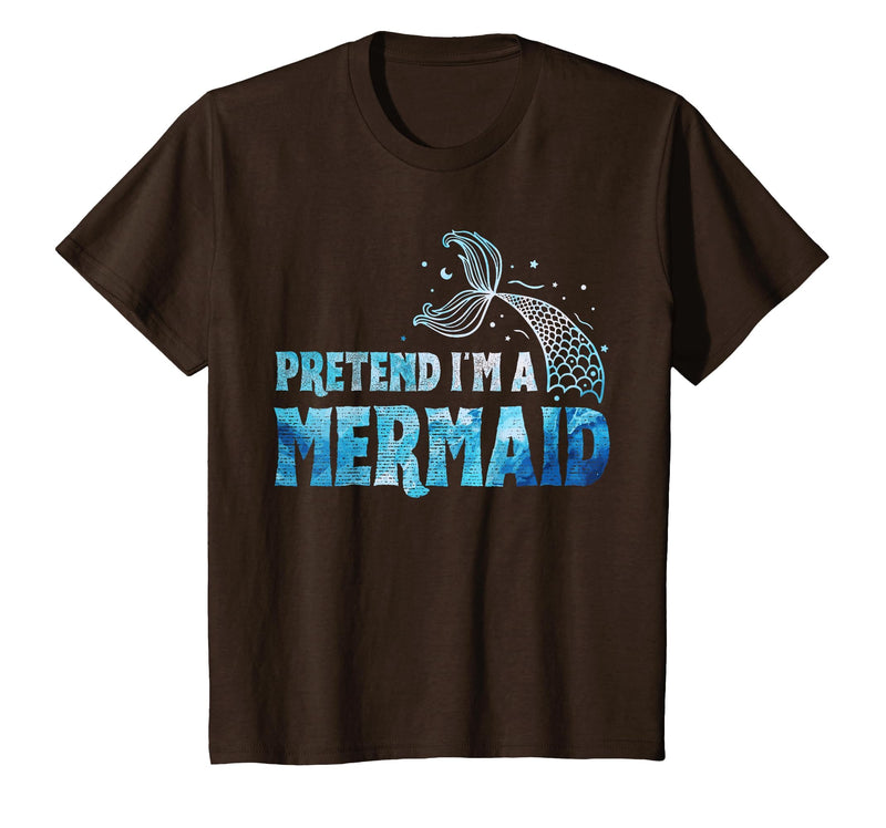 Funny Lazy Halloween Costumes & Halloween Shirts Pretend I'm A Mermaid Lazy Funny Mermaid Halloween Costume T-Shirt - Brown