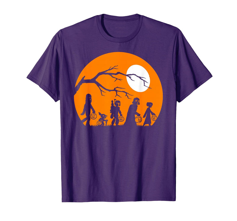Star Wars Trick Or Treat Halloween Silhouette T-Shirt - Purple