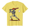 Funny Halloween Skeleton Sports Boys Costume Baseball Skeleton Spooky Boys Halloween Baseball Player T-Shirt - Lemon Yellow