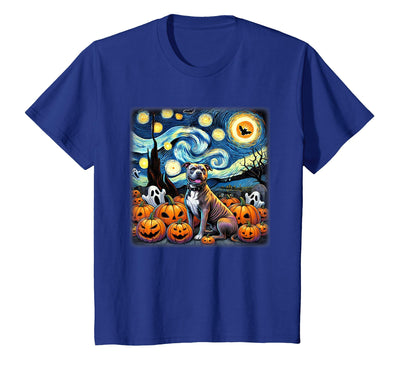 Pitbull Starry Night Tees Starry Night Pitbull Halloween T-Shirt