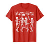 Dancing Skeletons Halloween Party Music Shirts Spooky Skeletons Symphony Halloween Dance Music Men Women T-Shirt - Red