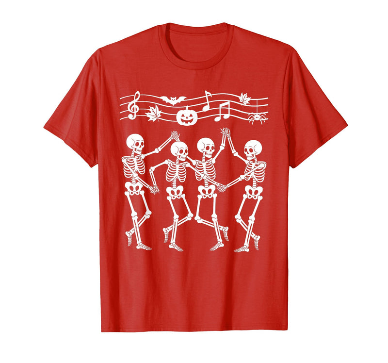 Dancing Skeletons Halloween Party Music Shirts Spooky Skeletons Symphony Halloween Dance Music Men Women T-Shirt - Red