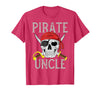Pirate Family Apparel Pirate Uncle Jolly Roger Flag Skull Family Pirates T-Shirt - Red Heather