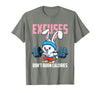 Excuses Don't Burn Calories Rabbit Fitness Gym Bunny T-Shirt in Olive Heather