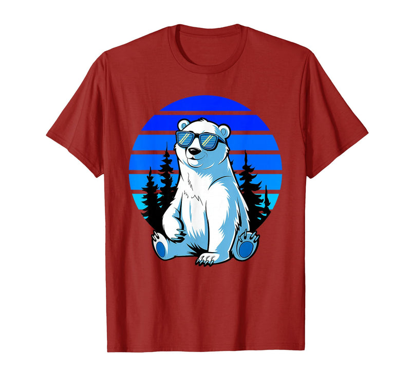 Bear Lover Gift Co. Arctic Animal Polar Bear Lover Cool Sunglasses Polar Bear T-Shirt - Cranberry Red