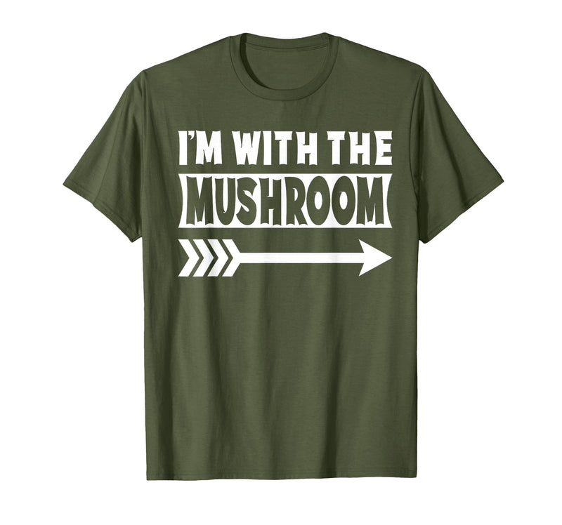 Funny Lazy & Easy Halloween Couple Costume Tee I'm with The Mushroom Halloween Costume Mushroom Halloween T-Shirt - Olive