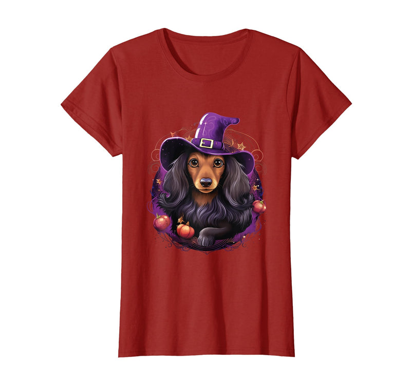 Dachshund Lovers Halloween Costume Cute Witch Funny Dachshund Halloween Costume Dog Lover T-Shirt - Cranberry Red