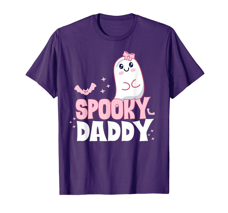 Spooky Family Cute Pink White Ghost Boo Halloween Spooky Daddy Family Cute Pink White Ghost Boo Halloween T-Shirt - Purple