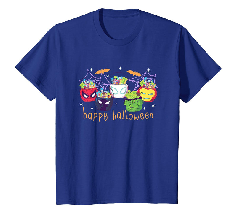 Marvel Halloween Avengers Themed Candy Buckets Retro T-Shirt - Royal Blue