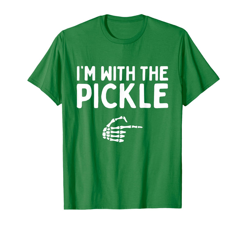 Funny Halloween Costume Holiday Party Gift I'm with The Pickle Funny Halloween Costume Matching Couples T-Shirt - Kelly Green
