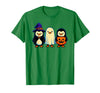 Nerrrdy Penguin Witch Ghost Pumpkin Men Women Kids Funny Halloween T-Shirt - Kelly Green