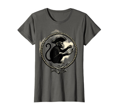 Pirate Monkey with Stolen Pocket Watch Design T-Shirt - Women