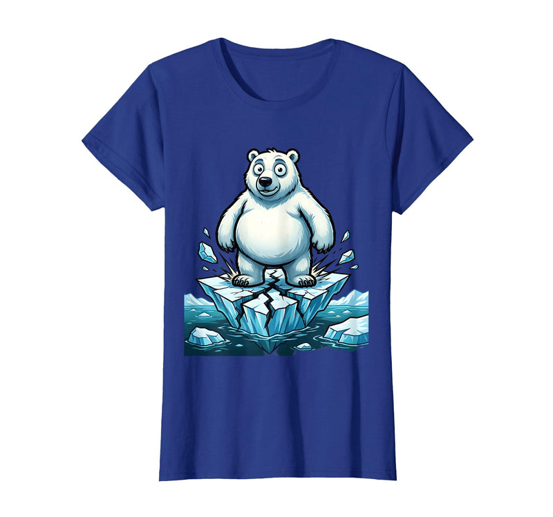 Mademark Polar Bear on Cracking Ice Floe Illustration T-Shirt - Royal Blue