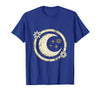 Mademark Floral Horns Halloween Braided Witch Illustration T-Shirt - Royal Blue