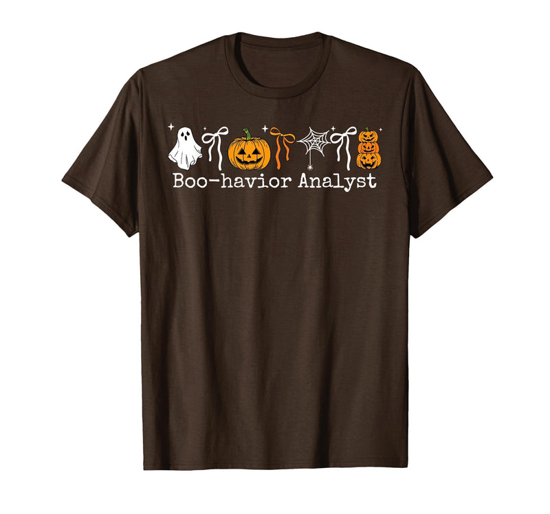 Behavior Analyst Halloween ABA Ghost Boo-havior Boo-Havior Analyst Pumpkin Ghost ABA Therapist Halloween T-Shirt - Brown