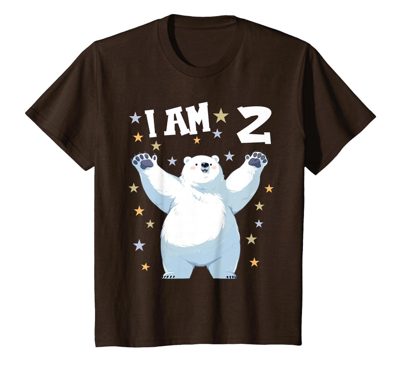 2 years old 2nd birthday Polar Bear Kids 2 Years Old 2 Birthday Polar Bears Boy Girl Polar Bear T-Shirt - Brown