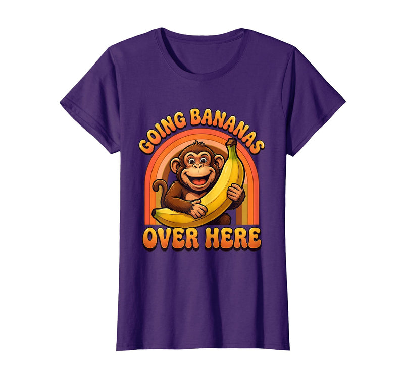 Mademark Going Bananas Over Here Funny Monkey Design T-Shirt - Women - Purple