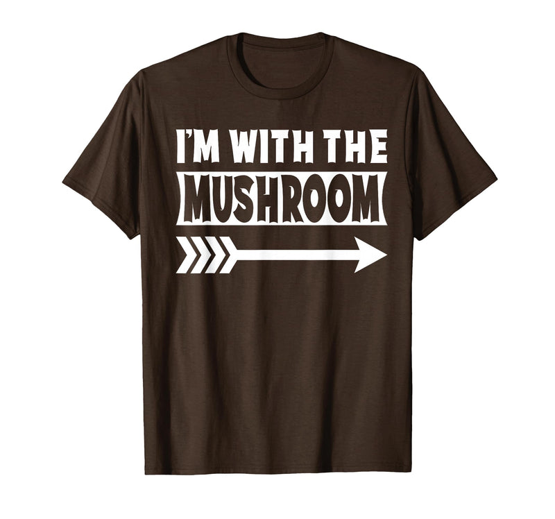 Funny Lazy & Easy Halloween Couple Costume Tee I'm with The Mushroom Halloween Costume Mushroom Halloween T-Shirt - Brown