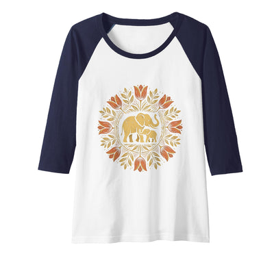 Mademark Mother Elephant Nudging Newborn Calf Maternity Raglan Baseball Tee - Women