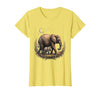 Mademark Elephant Mother and Calf Walking Together T-Shirt - Women - Lemon Yellow