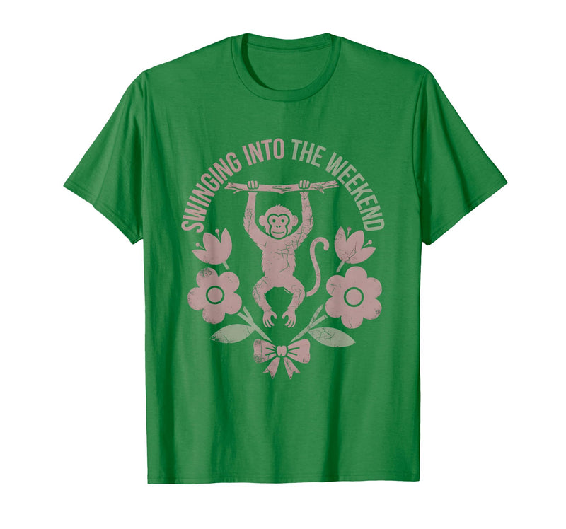 Mademark Swinging Into the Weekend Monkey Design T-Shirt - Men - Kelly Green