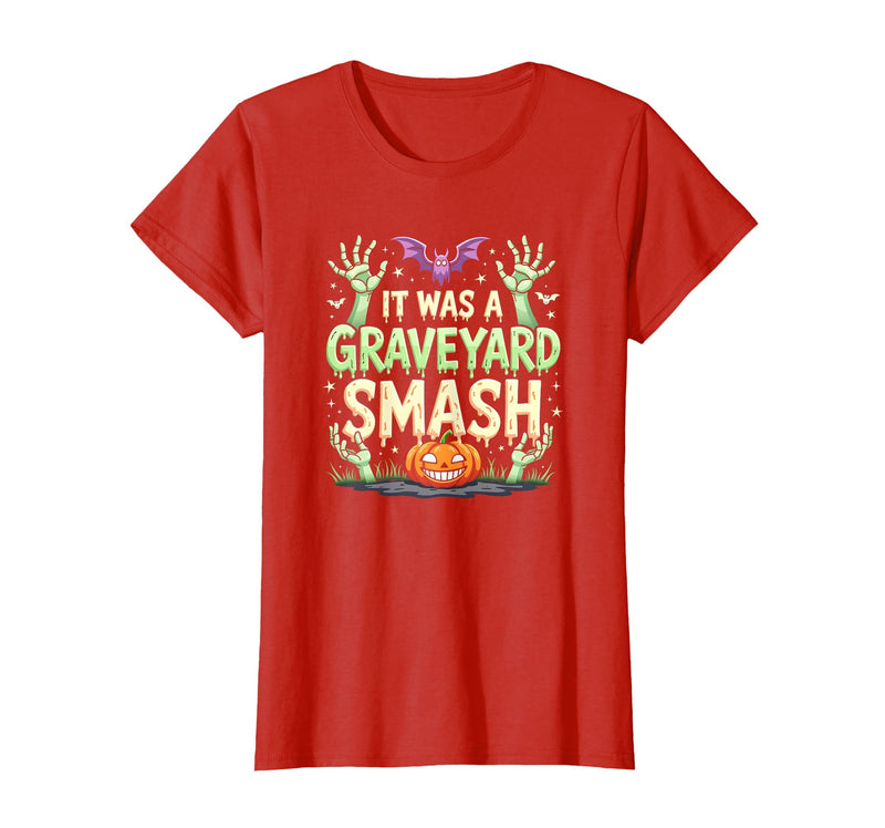 Mademark Halloween - Monsters & Creatures T-Shirt - Red-monster Mash Graveyard Smash