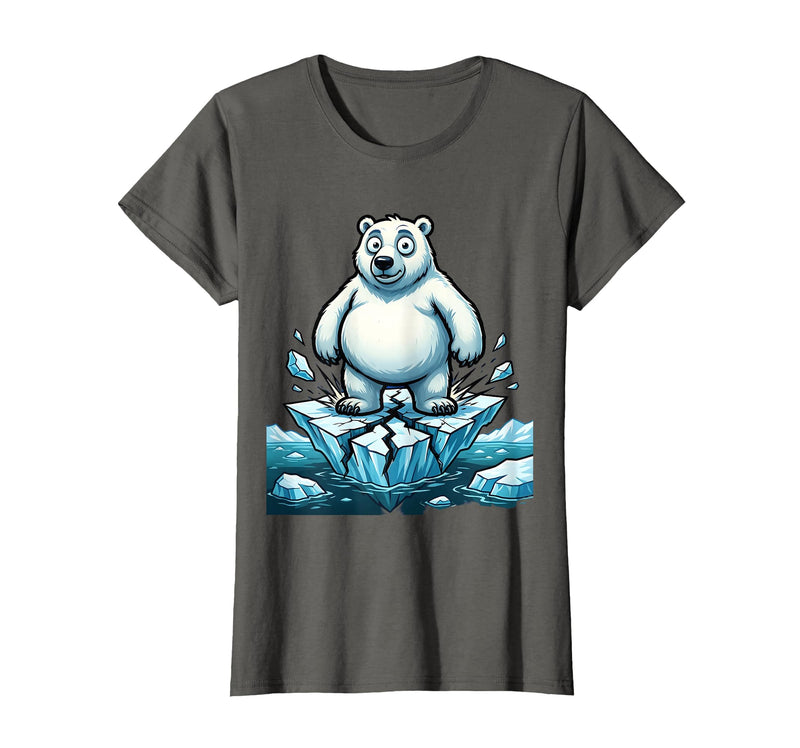 Mademark Polar Bear on Cracking Ice Floe Illustration T-Shirt - Asphalt Grey