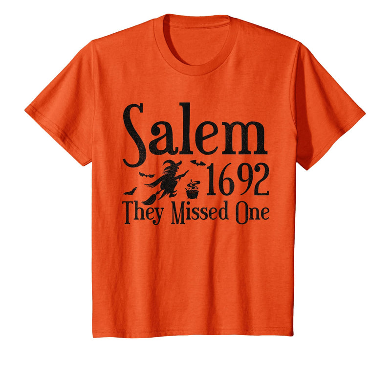 Salem 1692 They Missed One Witch Tees 1692 They Missed One Salem Womens Halloween Distressed T-Shirt - Orange