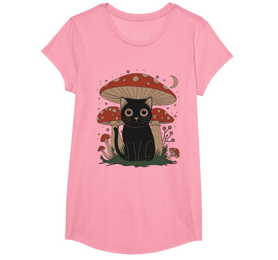 Cat Cottagecore Aesthetics Decor outfit Gifts Cat Mushroom Cute Cottagecore Aesthetic Women Kids T-Shirt
