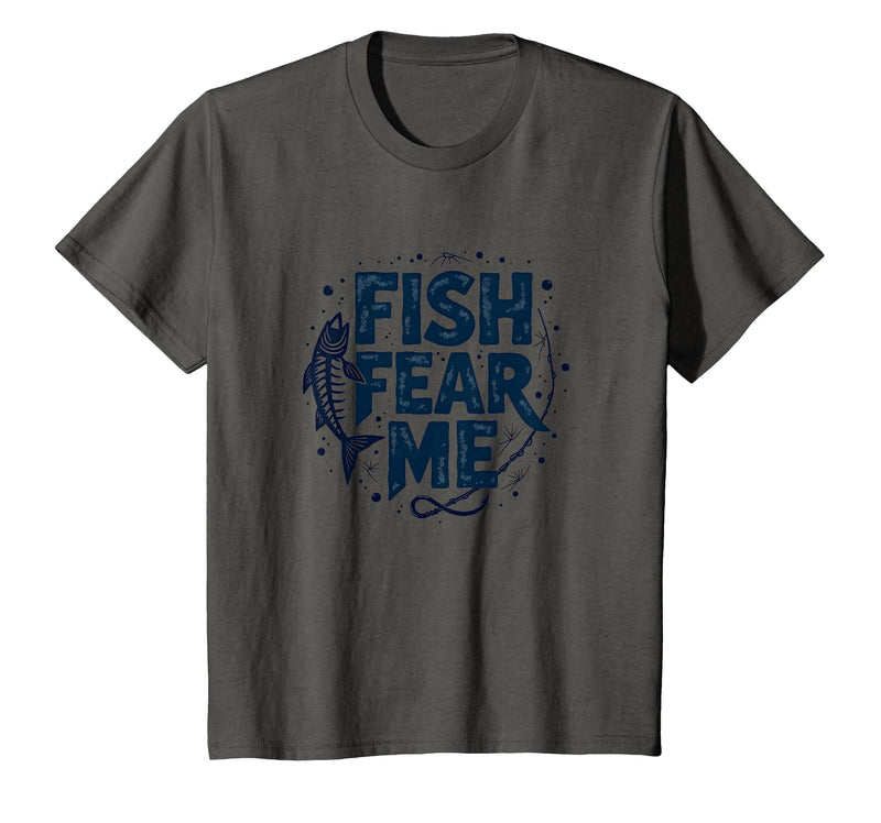 Mademark Fish Fear Me Funny Fishing for Men Angler Humor Quote T-Shirt - Asphalt Grey