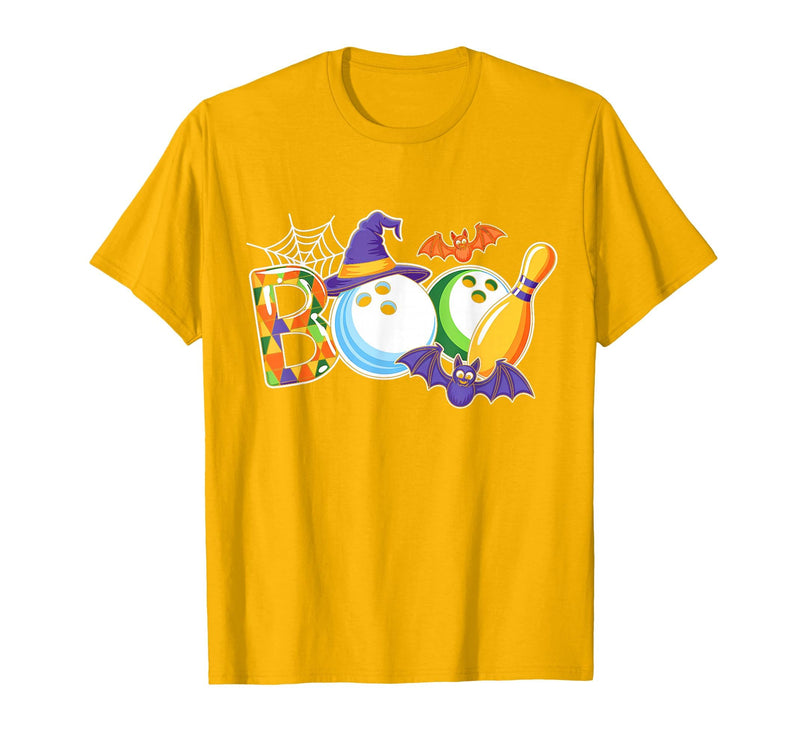 Bowling Boo Creepy Halloween Costume Pumpkin Bowling Lover T-Shirt - Golden Yellow