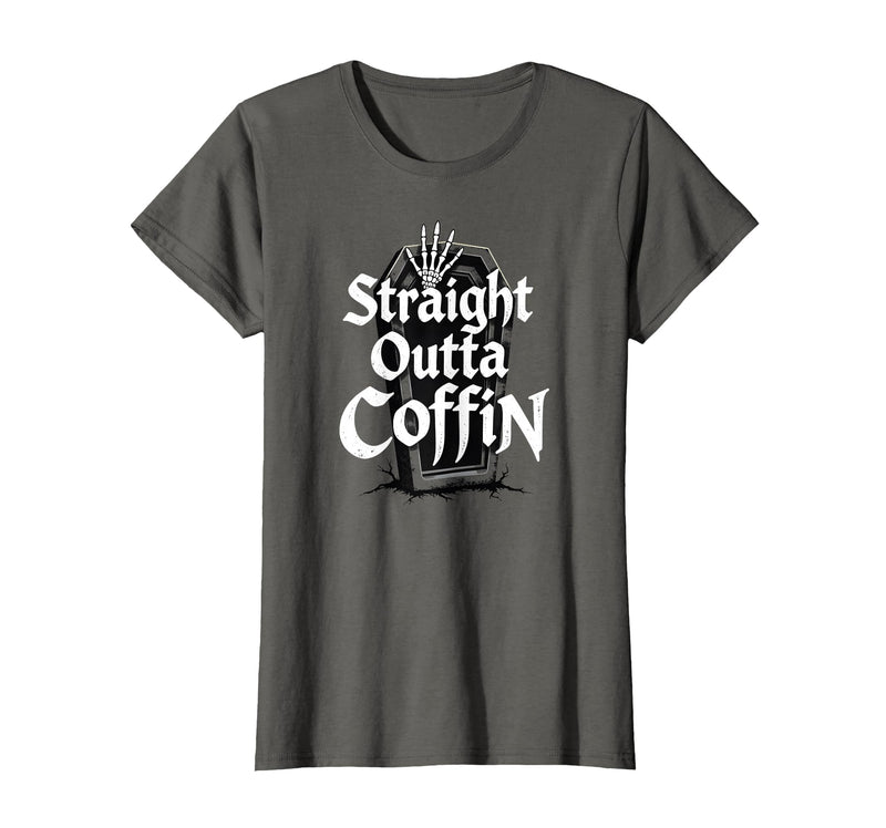 Mademark Halloween - Vampires, Zombies & Horror T-Shirt - Asphalt Grey-straight Outta Coffin Spooky Halloween Gothic
