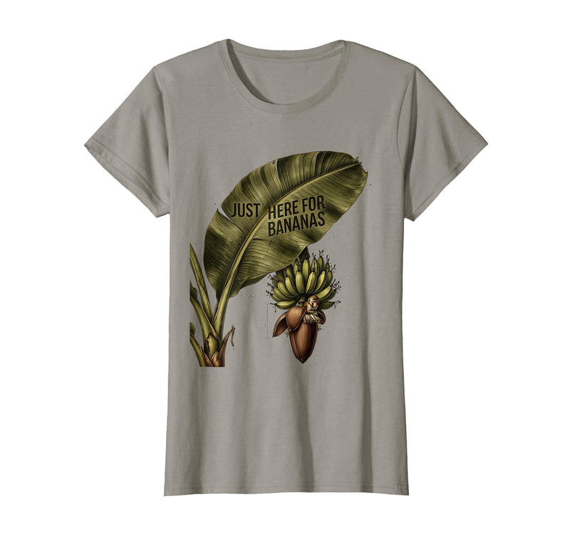 Mademark Just Here for Bananas Funny Monkey Design T-Shirt - Women - Slate Grey