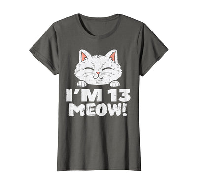 13th Birthday Shirts Teen Boys Girls 13 Bday Gift Im 13 Meow Cute Cat 13th Birthday Official Teenager Girls T-Shirt