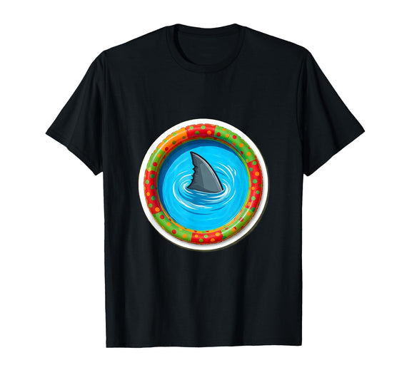Mademark Shark Fin Kiddie Pool Funny Summer Humor T-Shirt - Black