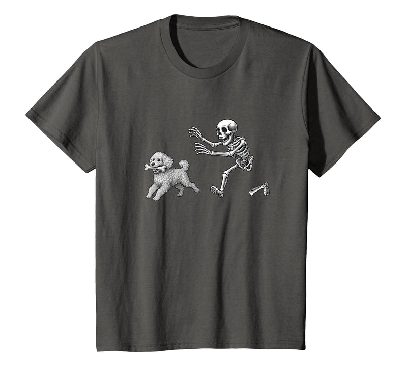 Funny Halloween Dog Lovers Gift Tees Skeleton Dogs Funny Skeleton Chasing Goldendoodle Dog Halloween Dogs Lover T-Shirt -