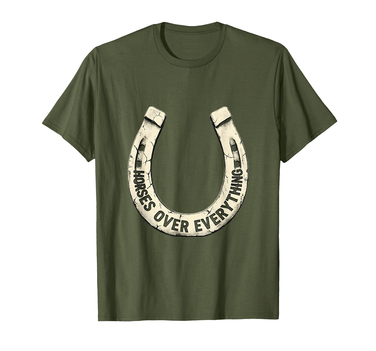 Mademark Horses Over Everything Equestrian Design T-Shirt - Men - Olive Green